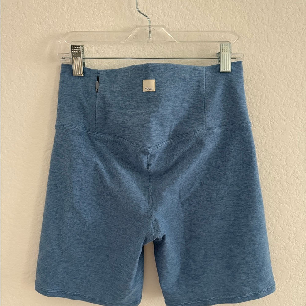 Vuori High Waisted Biker Blue Performance Shorts